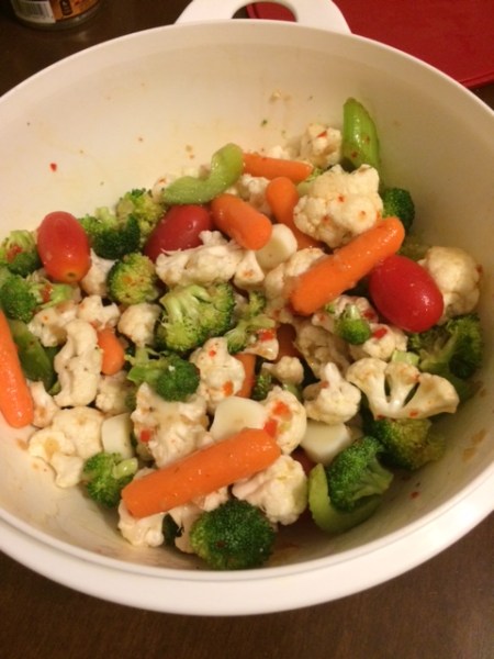 veggies with v and oil